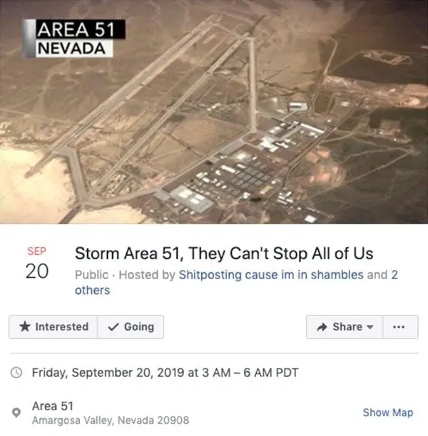 Facebook Event Post Of Area 51