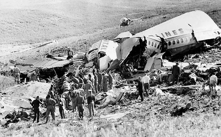The plane crash site.