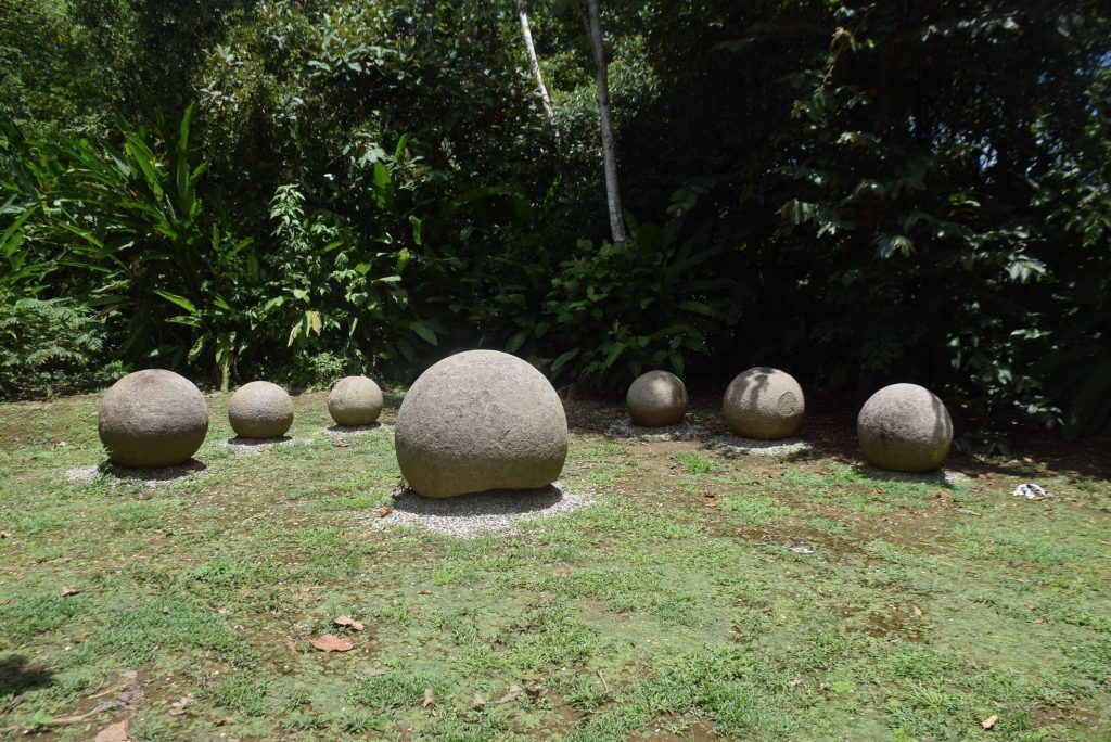aligned stone spheres